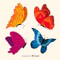 Бесплатное векторное изображение Плоские бабочки летают