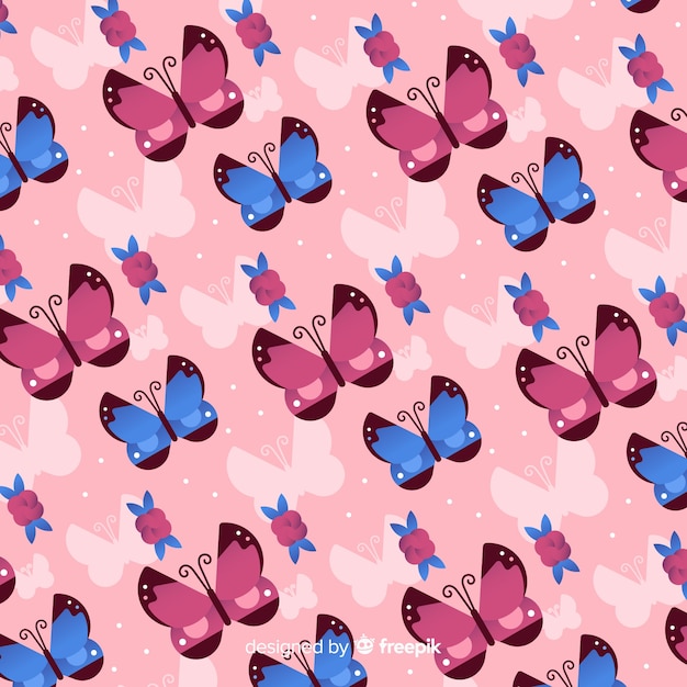 Free vector flat butterflies pattern