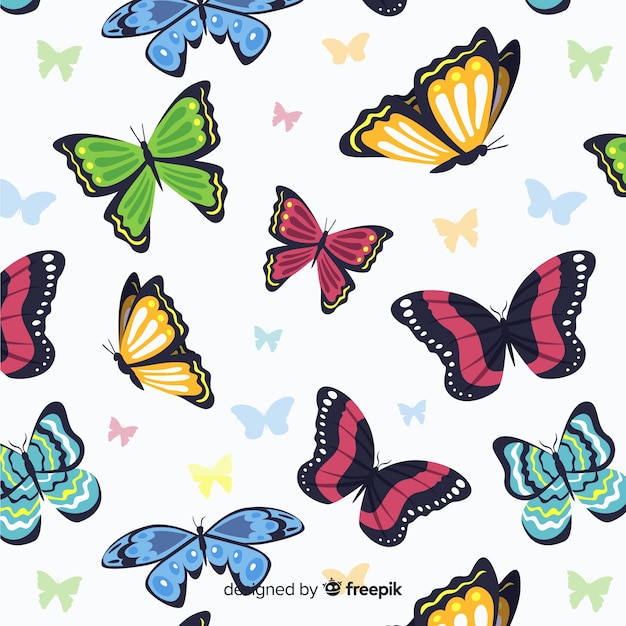 Free vector flat butterflies pattern