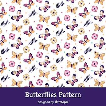 Flat butterflies pattern Free Vector