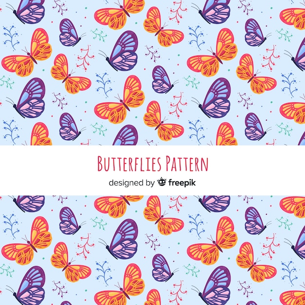 Free vector flat butterflies pattern