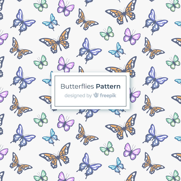 Free Vector flat butterflies pattern
