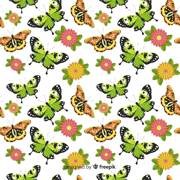 Free vector flat butterflies pattern