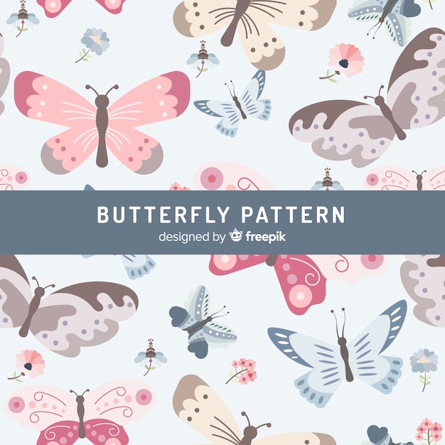 Free Vector flat butterflies pattern
