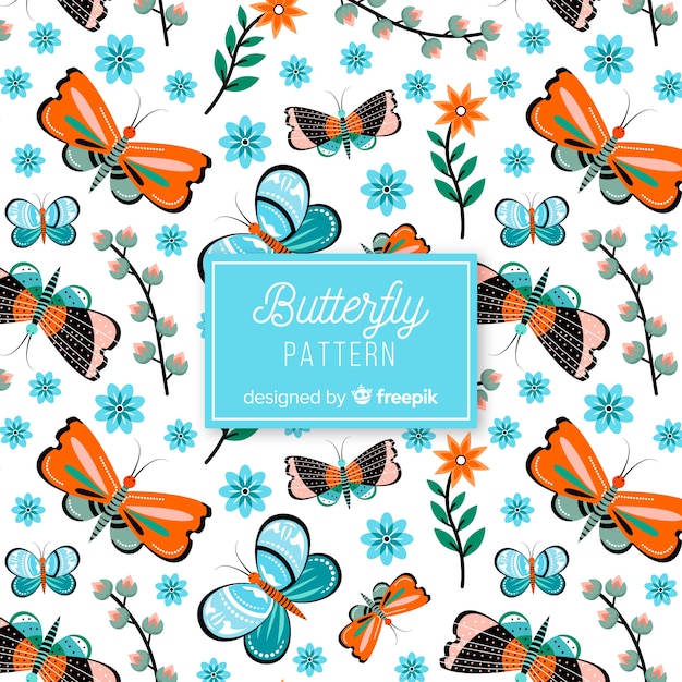 Free vector flat butterflies pattern