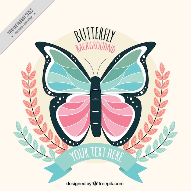 Free vector flat butterfly background in pastel colors