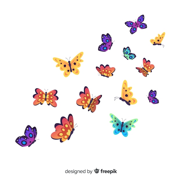 Бесплатное векторное изображение Плоский фон бабочки
