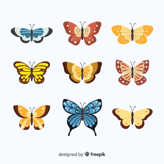 Free vector flat butterfly collection