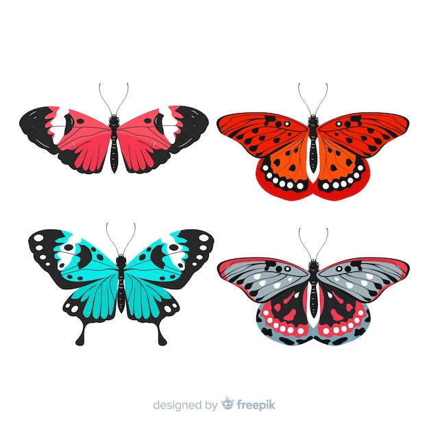 Free vector flat butterfly collection