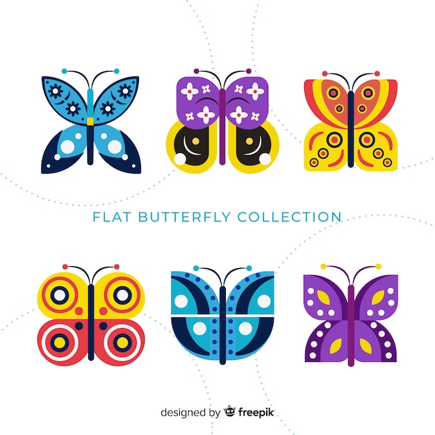 Free vector flat butterfly collection