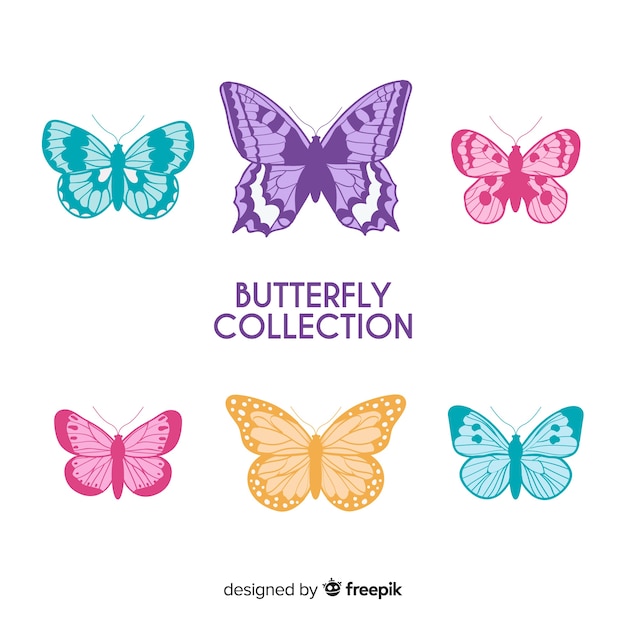 Free vector flat butterfly collection