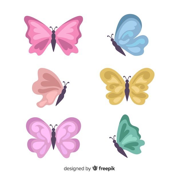 Free vector flat butterfly collection