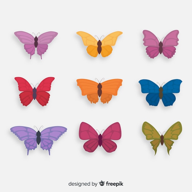 Free vector flat butterfly collection