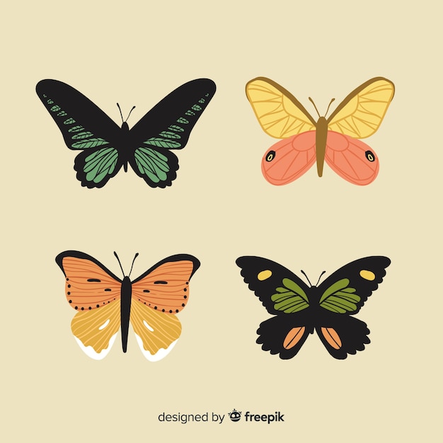 Free vector flat butterfly pack