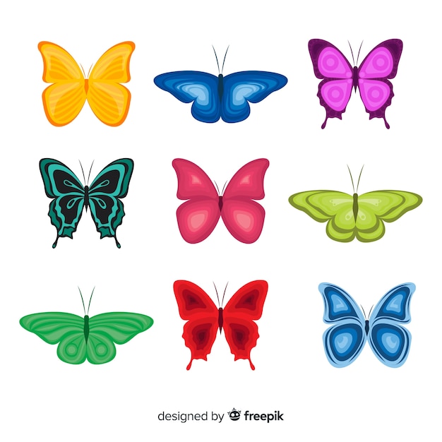 Free vector flat butterfly pack