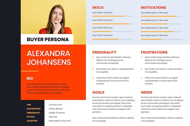 Flat buyer persona infographics with photo