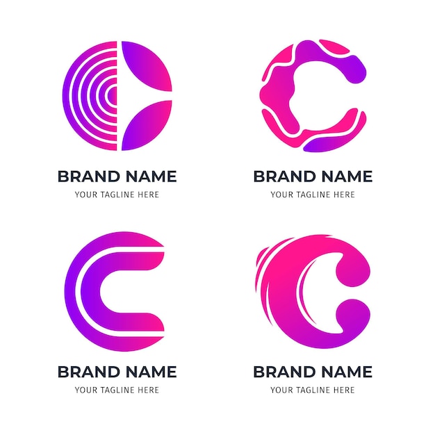 Free vector flat c logo template collection