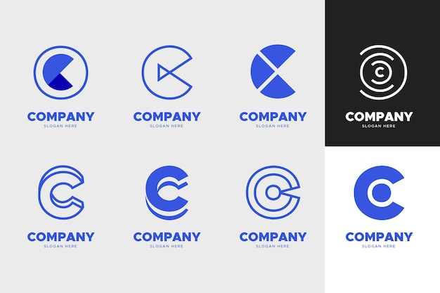 Free vector flat c logo template pack