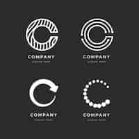Бесплатное векторное изображение Плоский набор шаблонов логотипа c