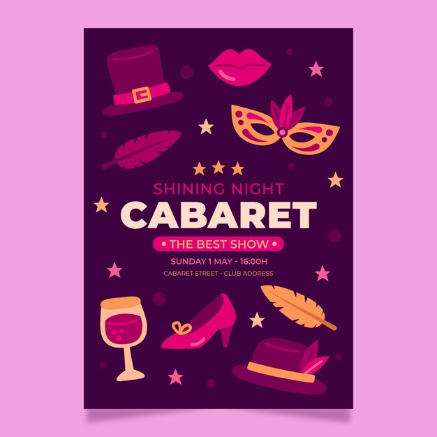 Flat cabaret invitation template