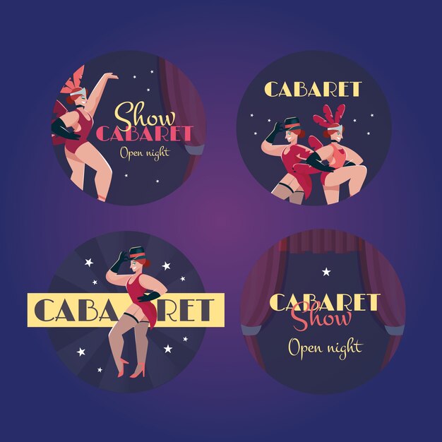 Flat cabaret labels collection