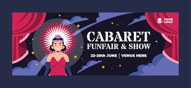 Flat cabaret social media cover template