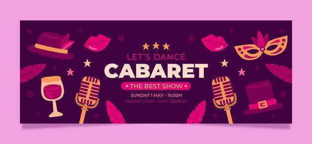 Flat cabaret social media cover template