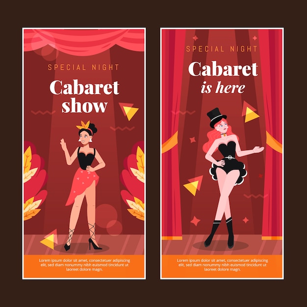 Free vector flat cabaret vertical banners pack