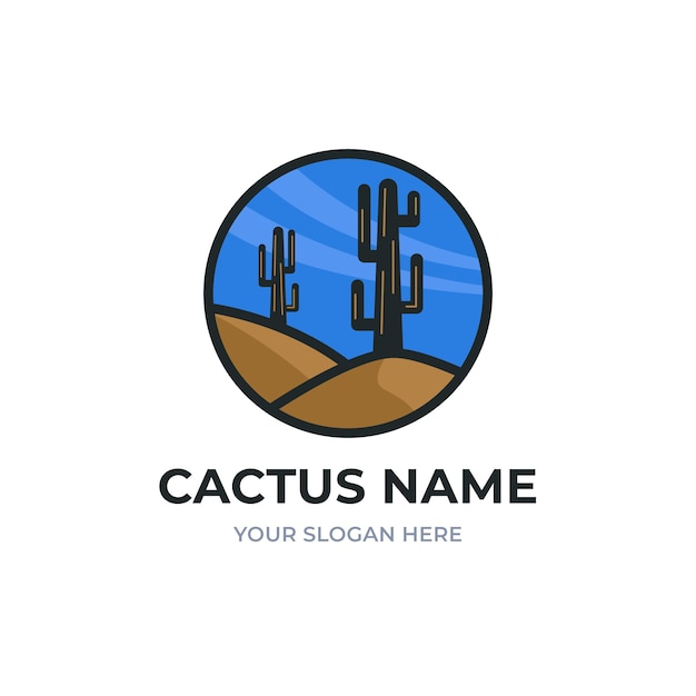 Modello di logo di cactus piatto