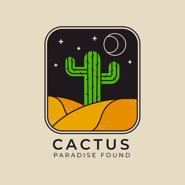 Flat cactus logo template