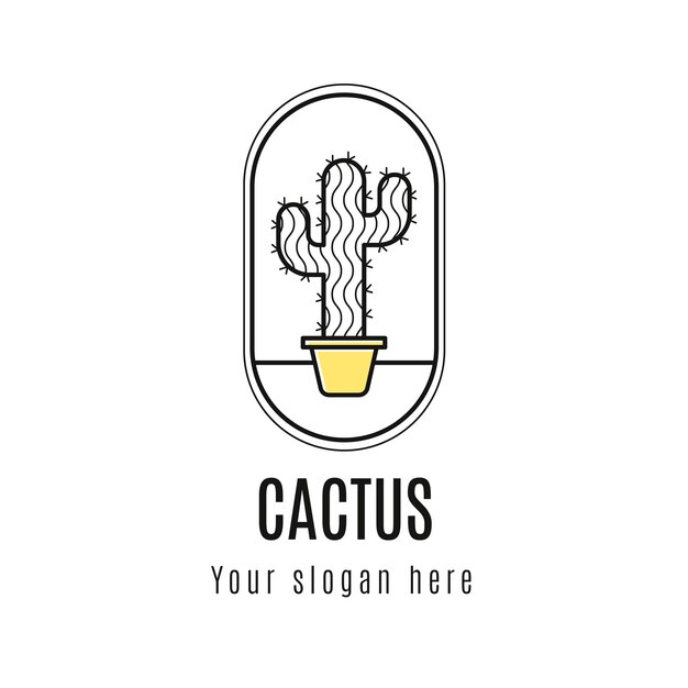 Шаблон логотипа плоский кактус
