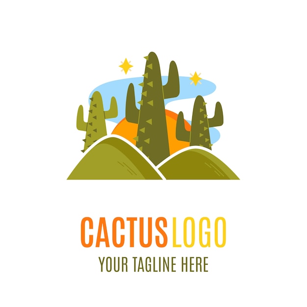 Flat cactus logo template