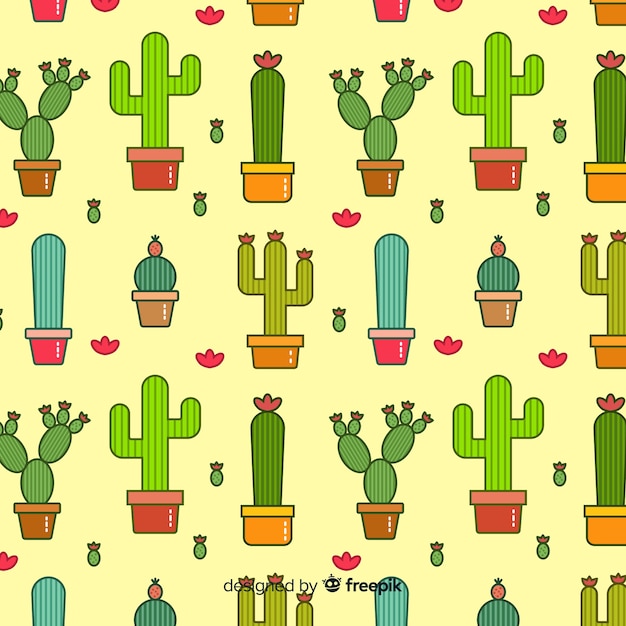 Free vector flat cactus pattern