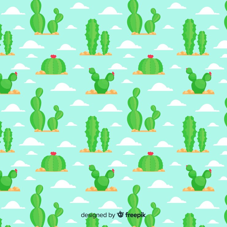 Free Vector flat cactus pattern