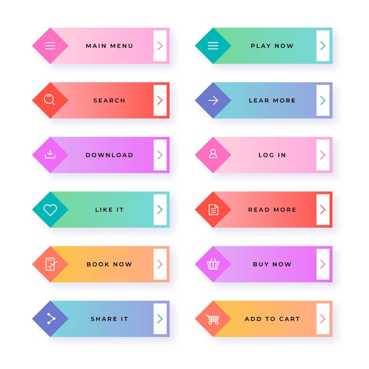 Free Vector flat call to action button pack