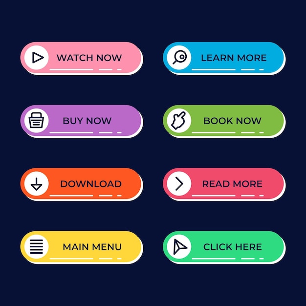 Free vector flat call to action button pack