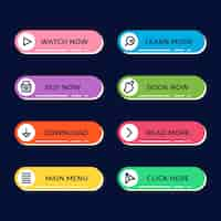 Free vector flat call to action button pack