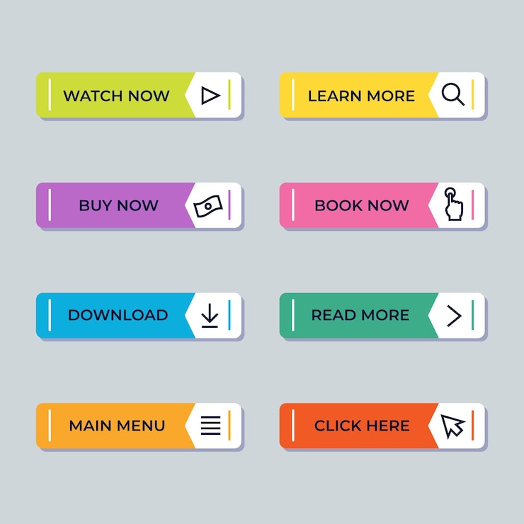 Free Vector flat call to action button pack