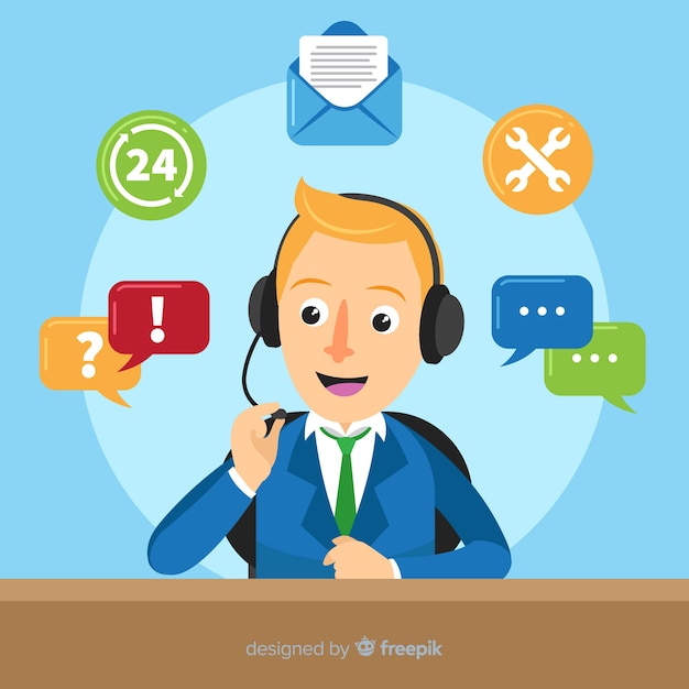 Free vector flat call center agent design