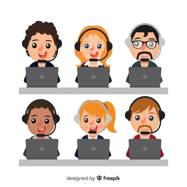 Free vector flat call center agent design