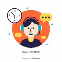 Vettore gratuito design dell'agente call center flat