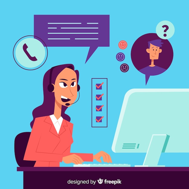 Free vector flat call center concept background