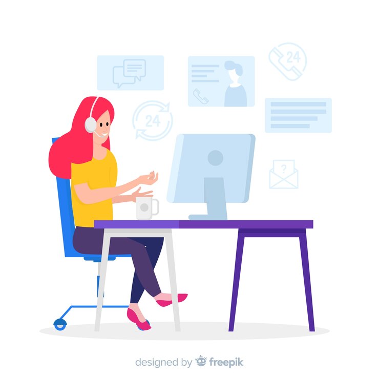 Free Vector flat call center concept background