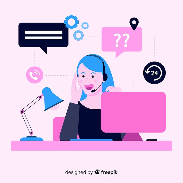 Flat call center concept background