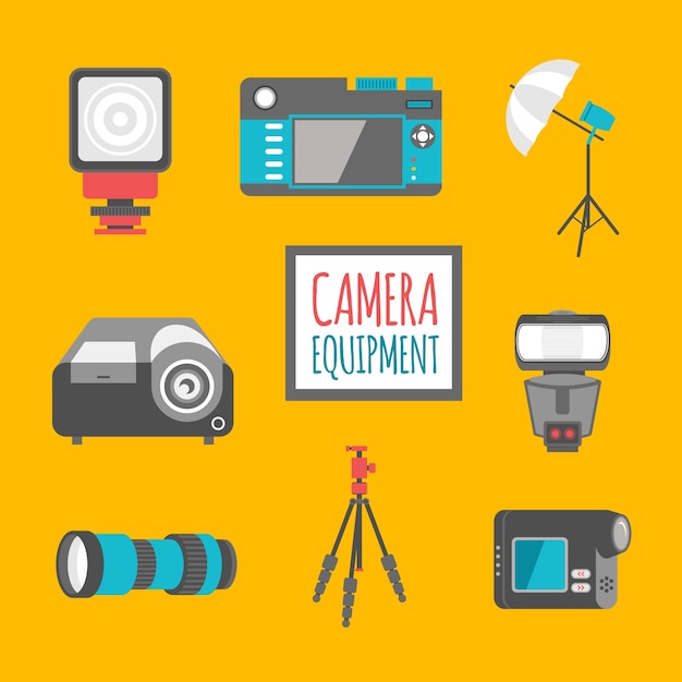 Free vector flat camera equipment pack