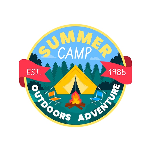 Flat camp logo template for summer season