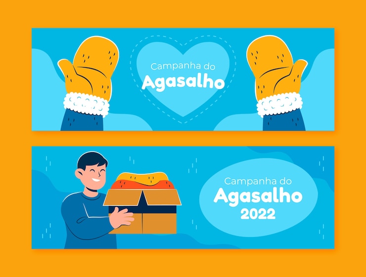 Бесплатный Вектор пакет горизонтальных баннеров flat campanha do agasalho