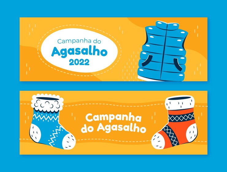 Free Vector flat campanha do agasalho horizontal banners pack