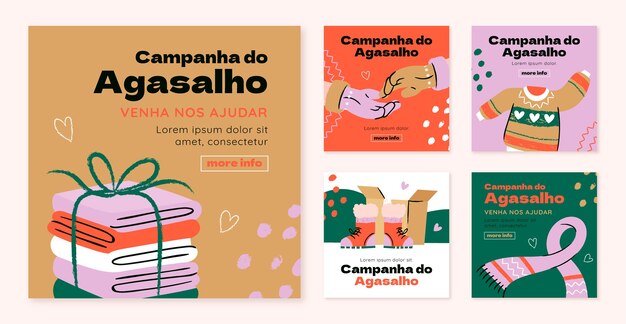 Flat campanha do agasalho instagram posts collection