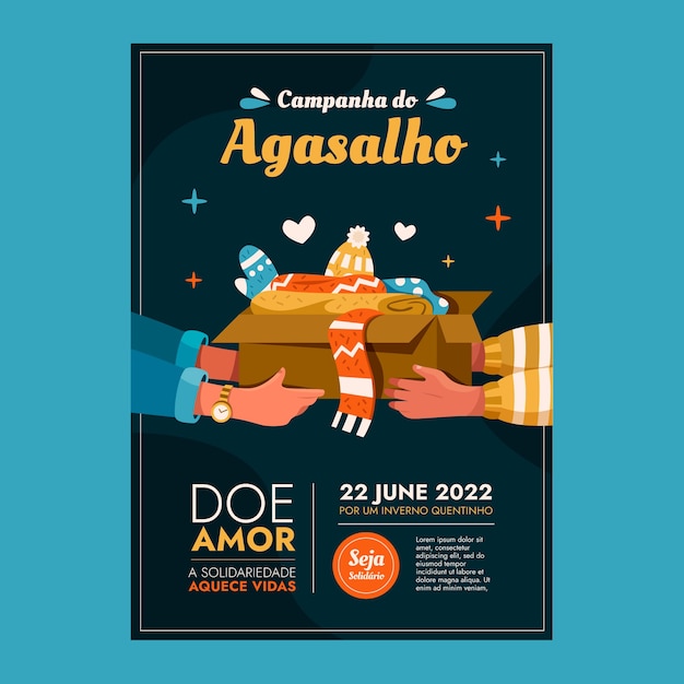 평면 Campanha 할 agasalho 수직 포스터 템플릿